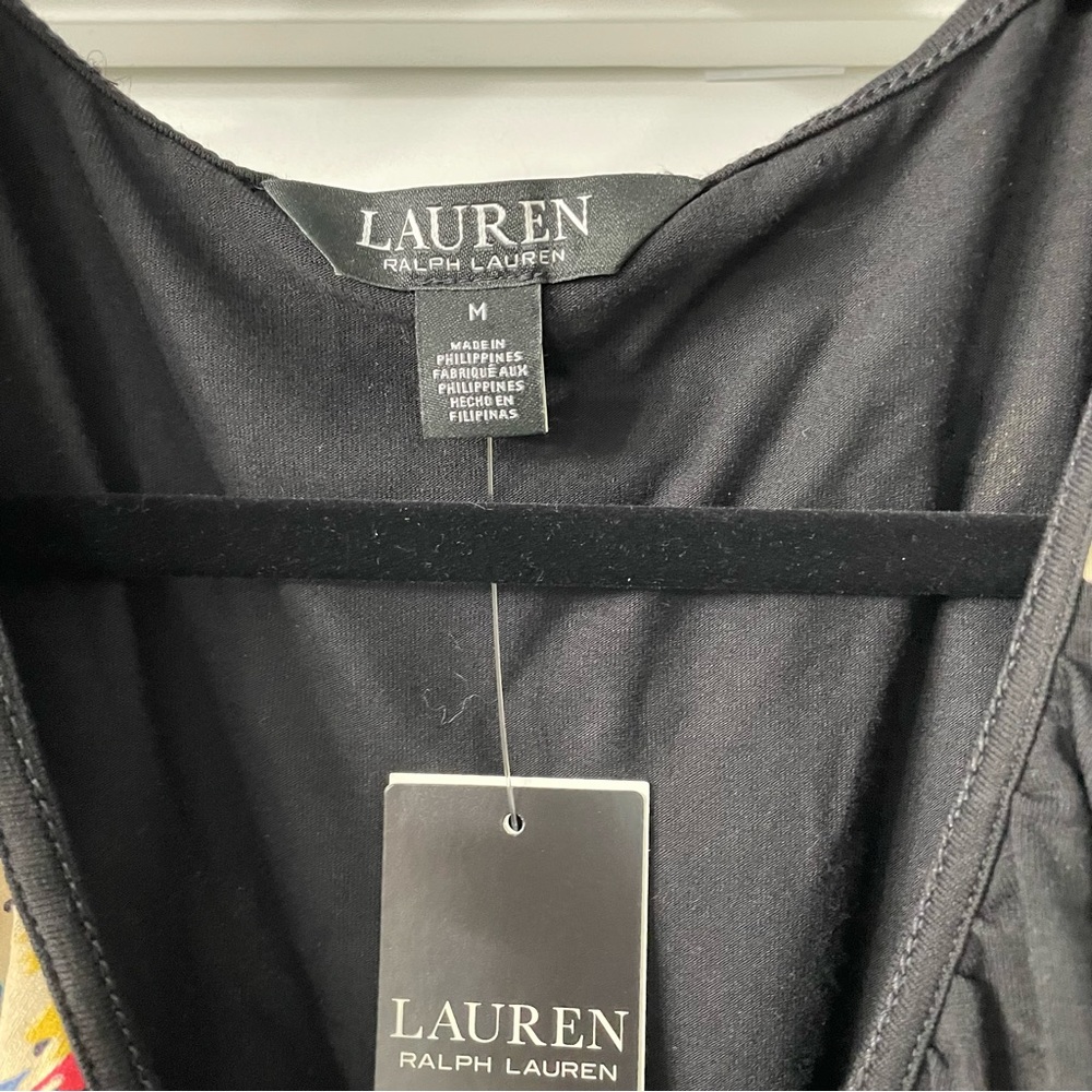 Lauren Ralph Lauren NWT top blouse shirt tunic black floral flowers boho ruffles - Picture 4 of 6